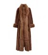 Nour Hammour Shearling Sima Long Coat In Multi