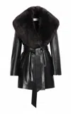 Nour Hammour Shearling-trimmed Leather Jacket In Black