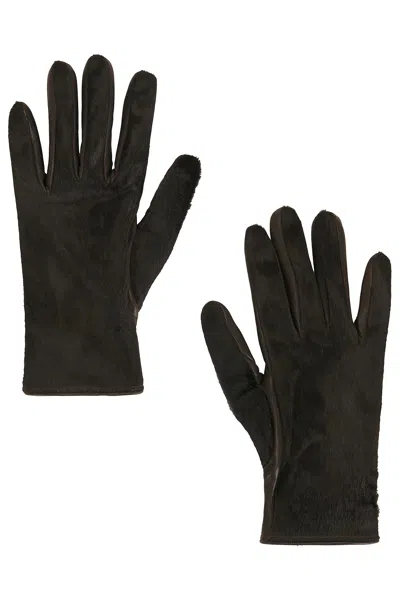 Nour Hammour Short Glove In Brown Ponyhair