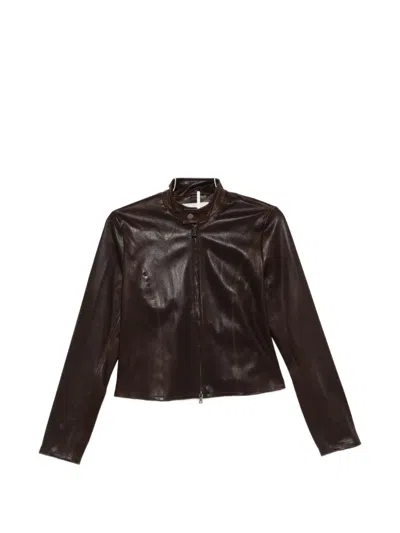 Nour Hammour Sigrid Leather Jacket In Brown