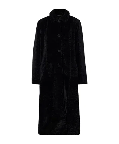 Nour Hammour Paloma Shearling Coat In Black