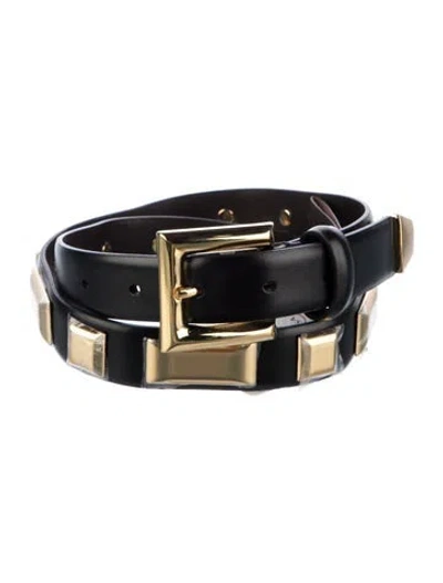 Pre-owned Nour Hammour Skinny Leather Waist Belt W/ Tags In Brown/gold