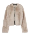 Nour Hammour Solid Shearling Jacket In Pattern