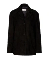 Nour Hammour Solid Suede Blazer In Black