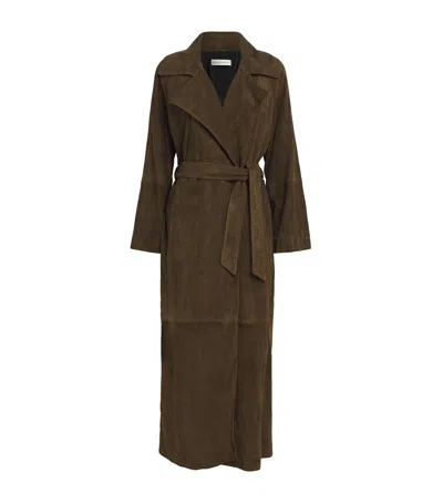 Nour Hammour Suede Althea Coat In Brown