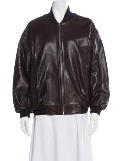 Pre-owned Nour Hammour Suede Bomber Jacket In Brown