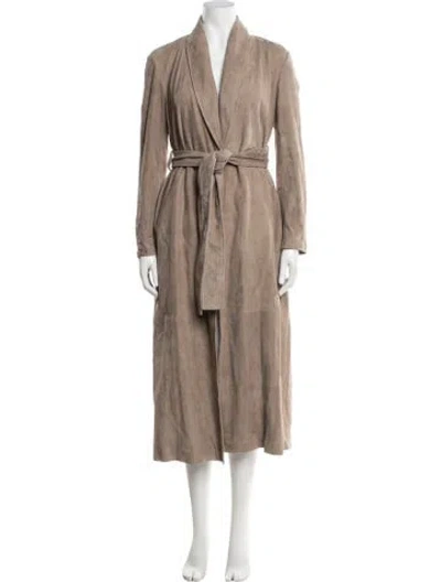 Pre-owned Nour Hammour Suede Coat In Neutrals