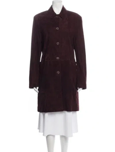 Pre-owned Nour Hammour Suede Coat W/ Tags In Burgundy