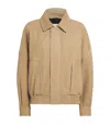 Nour Hammour Suede Dalma Bomber Jacket In Neutral