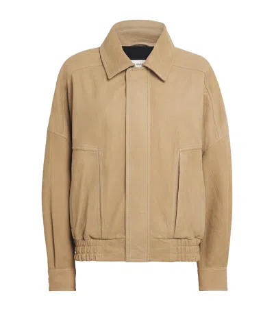 Nour Hammour Suede Dalma Bomber Jacket In Neutral