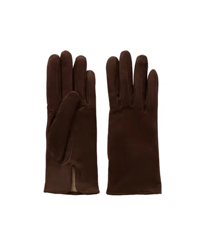 Nour Hammour Suede Gloves In Brown