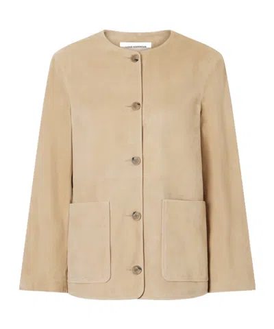 Nour Hammour Suede Jacket In Neutral