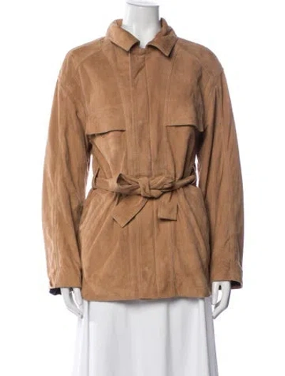 Pre-owned Nour Hammour Suede Jacket In Brown