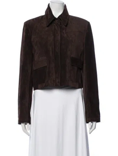 Pre-owned Nour Hammour Suede Jacket In Brown