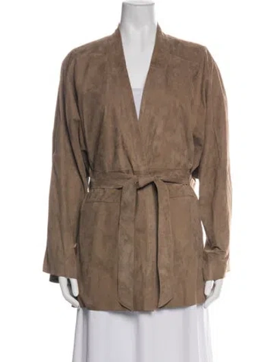Pre-owned Nour Hammour Suede Jacket In Brown