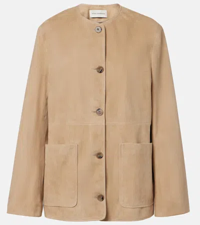 Nour Hammour Suede Jacket In Neutral