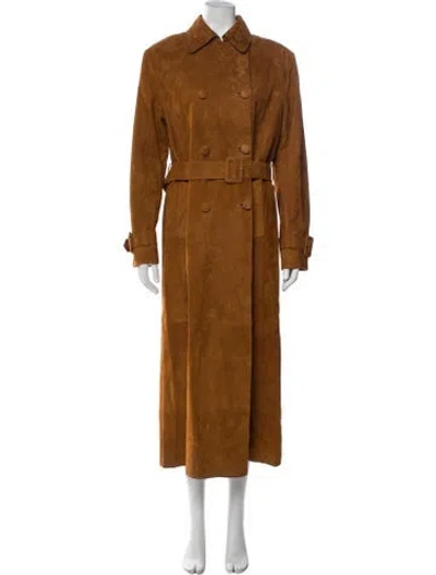 Pre-owned Nour Hammour Suede Trench Coat In Brown