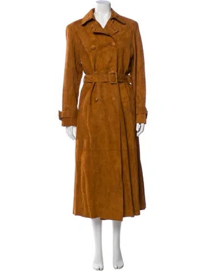 Pre-owned Nour Hammour Suede Trench Coat In Brown