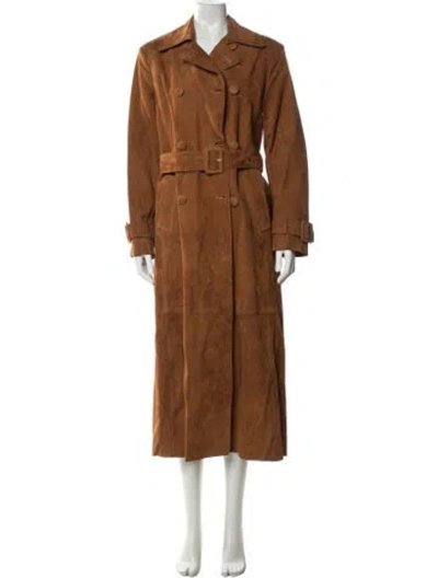 Pre-owned Nour Hammour Suede Trench Coat W/ Tags In Brown