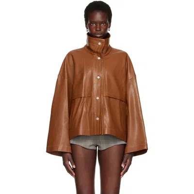 Nour Hammour Stand-collar Casual Jacket In Brown