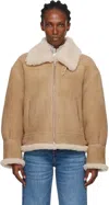 Nour Hammour Tan Portia Modern Shearling Aviator Jacket In Brown