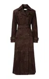 Nour Hammour Tate Double-breasted Lambskin Trench In Brown