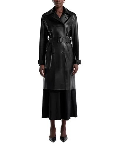 Nour Hammour Tate Leather Belted Coat In Black