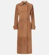 Nour Hammour Tate Suede Trench Coat In Brown