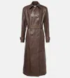 Nour Hammour Tate Suede Trench Coat In Brown