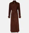 Nour Hammour Tate Suede Trench Coat In Brown