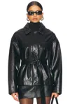 Nour Hammour Tilda Jacket In Black Gloss Croco