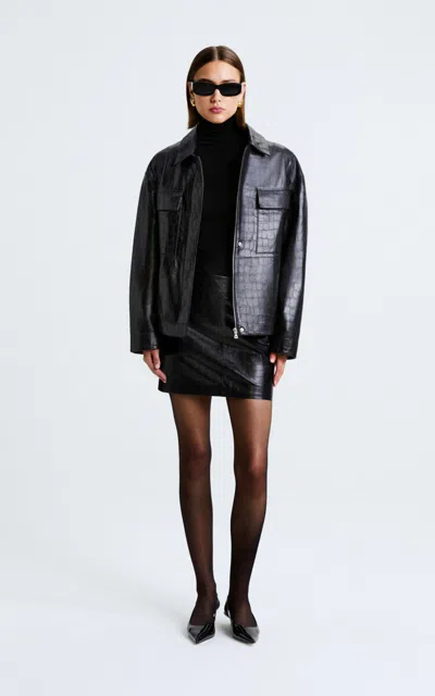 Nour Hammour Tilda Lambkin Leather Jacket In Black