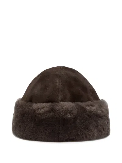 Nour Hammour Toki Shearling Hat In Brown