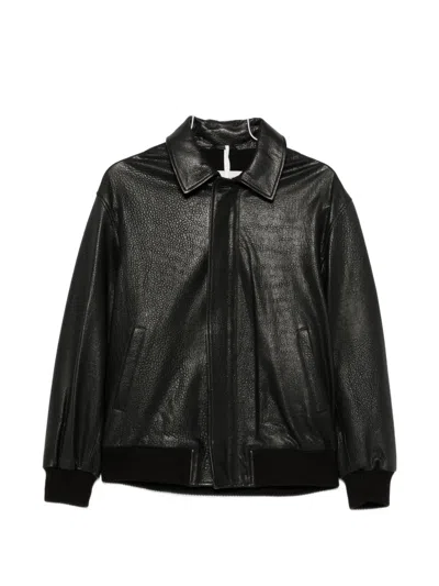 Nour Hammour Toyen Grained Leather Jacket In Black