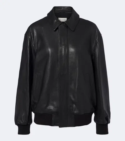 Nour Hammour Toyen Leather Blouson Jacket In Black