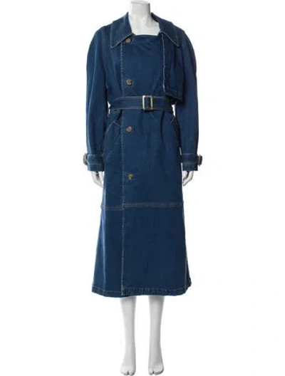 Pre-owned Nour Hammour Trench Coat In Blue