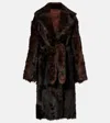 Nour Hammour Uma Shearling Wrap Coat In Brown