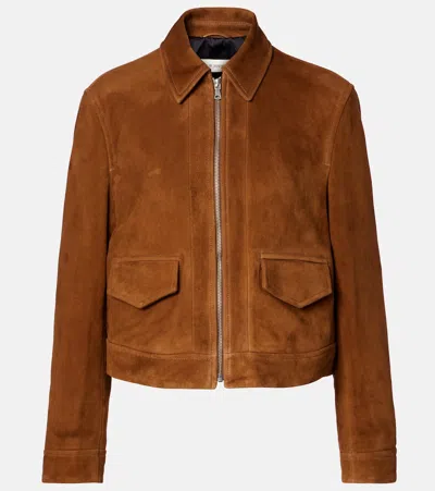 Nour Hammour Vanves Suede Bomber Jacket In Brown