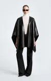 Nour Hammour Vera Leather Cape Jacket In Black