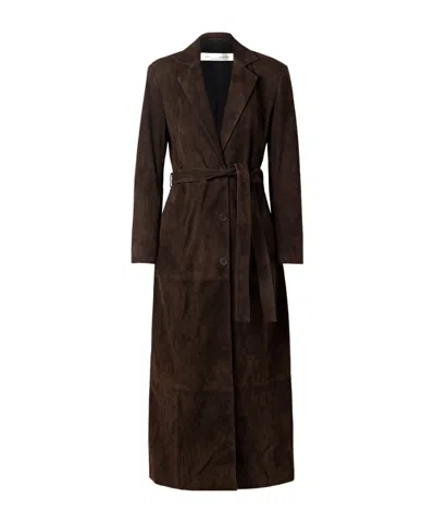 Nour Hammour Vesper Belted Suede Coat In Brown
