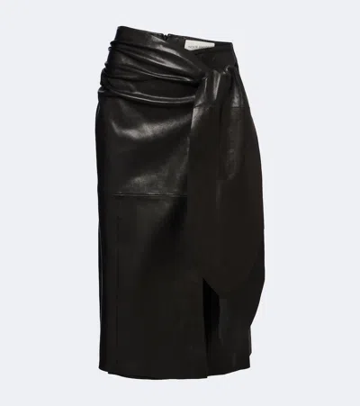 Nour Hammour Viret Leather Skirt In Animal Print