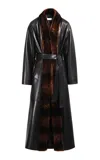 Nour Hammour Vivian Shearling-trimmed Leather Trench Coat In Black