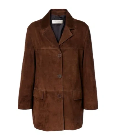Nour Hammour Voltia Suede Jacket In Brown