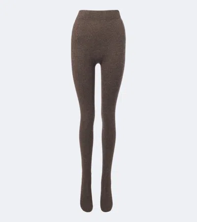 Nour Hammour Whit Cashmere And Wool Tights In Brown