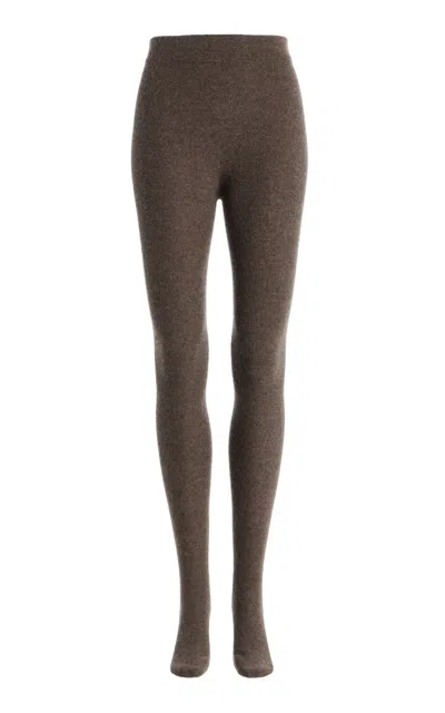Nour Hammour Whit Cashmere-wool Tights In Brown
