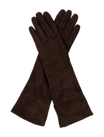 Pre-owned Nour Hammour Women's Brown Leather  Winter Gloves