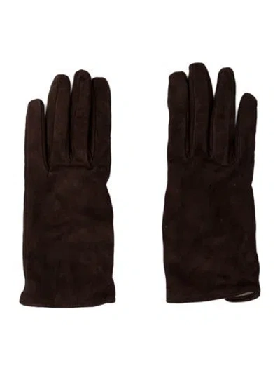 Pre-owned Nour Hammour Women's Brown Suede  Winter Gloves