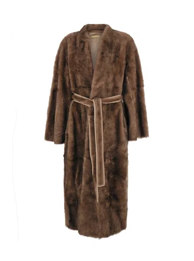Nour Hammour Women's Notched Revers Fur Patch Pocket Jacket In Brown