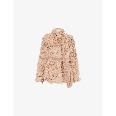 Nour Hammour Womens  Elsa Belted Shearling Coat In Multi