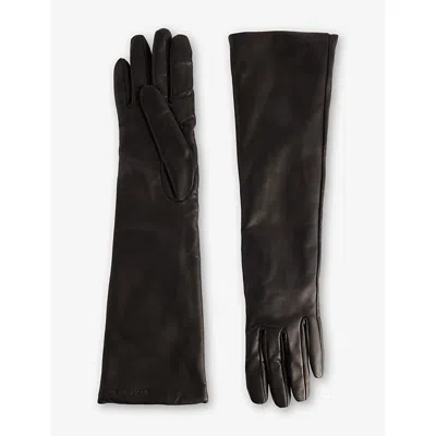 Nour Hammour Womens  Long Lined Leather Gloves In Black